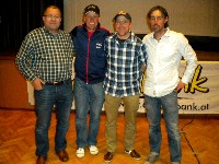 Klaus Mamedof (Firma P-Tec), Radlwolf, Extremsportler Axel Naglich und Organisator Ronny Hohenberger