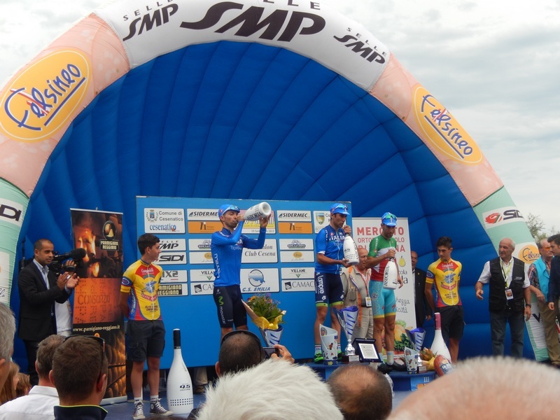 die italienische Radspitze am Podest beim "Memorial Marco Pantani"