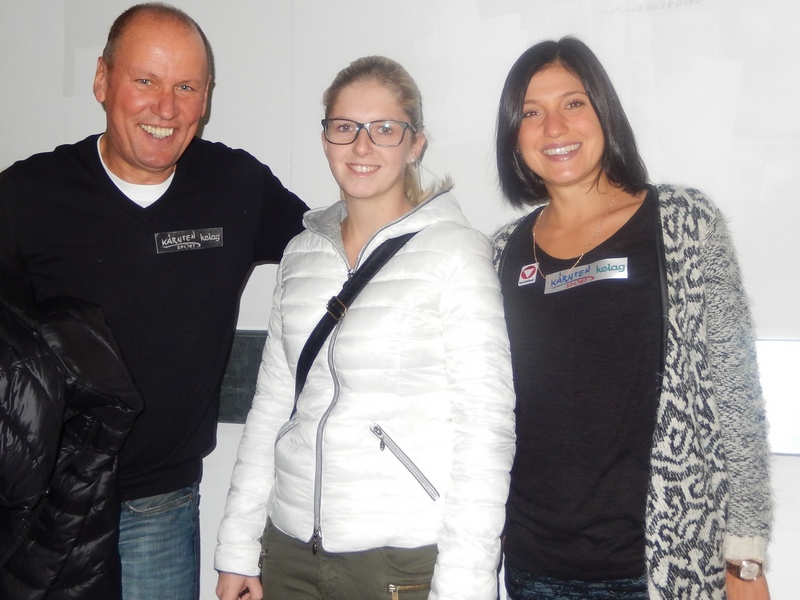v.l. Radlwolf, Kerstin Müller (Eisstocksport) und Lisa Perterer (Triathlon, Olympiateilnehmerin London 2012)