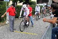 Radlwolf beim Start zum Einzelzeitfahren in Gippingen, dahinter Georg Schwab AUT, Pierre Senska GER, und Erich Winkler GER