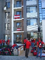 Ankunft der Mannschaft im olympischen Dorf