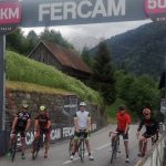 Radlwolf, Kurt und Florian Strobl, Hans Linder und Ossi Jochum 50 km vor dem Ziel am Monte Zoncolan in der Nähe von Paularo