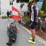 Handbiker Helmut Jost startete in Kühweg bei Hermagor und kämpte sich mit seinem Rennbike bis ins Ziel auf die Untere Valentinalm Foto: © Karin Franz